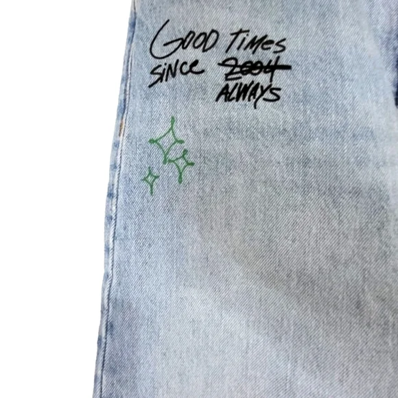 Dr Denim Echo High Rise Wedgie Scribble Jeans Size 26W30L - Picture 11 of 16